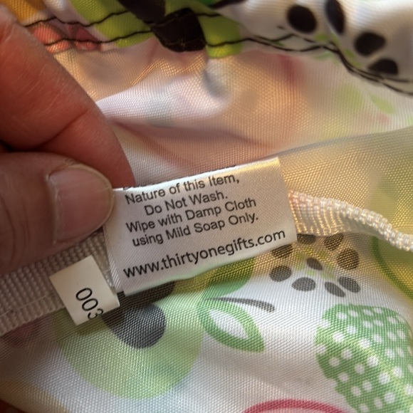 Thirty-one Cinch Sac Tote Apple Floral Print Cord Closure White Multi - Picture 7 of 7